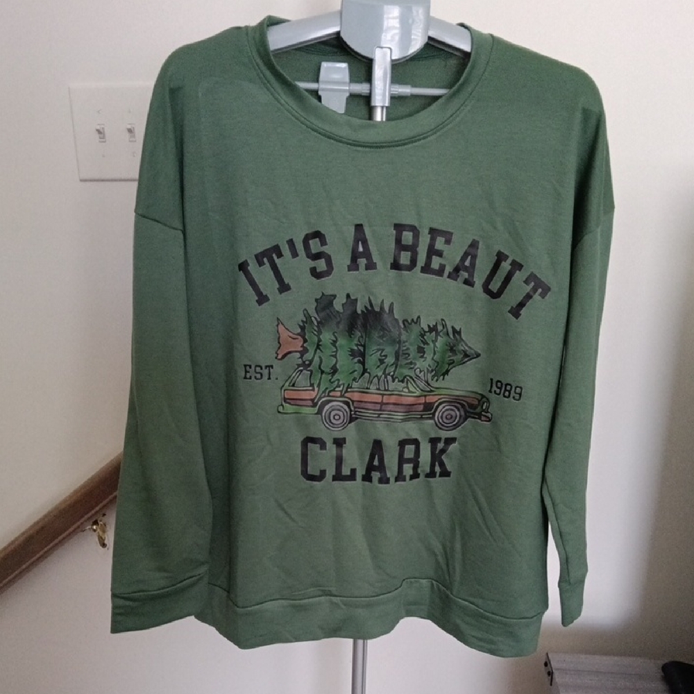 Clark Olive Green Graphic Crewneck Sweatshirt  XL